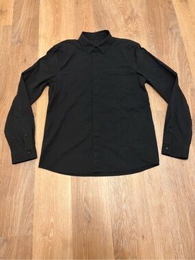Lululemon Men’s Black Button-Up Long Sleeve Shirt Chest Pocket Casual Dress
